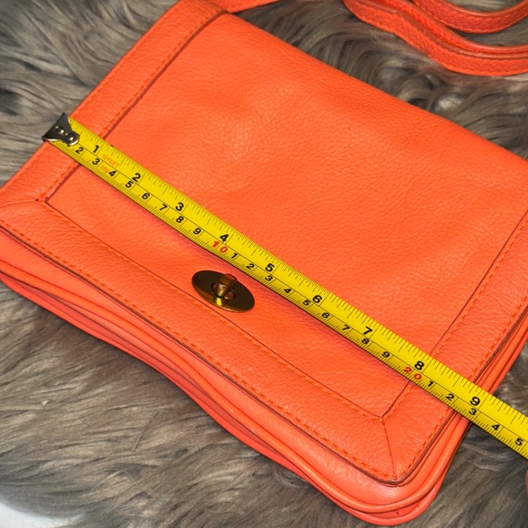 J. Crew Tilbury Coral Dark Poppy 100% Leather Crossbody Bag Purse - Picture 8 of 9